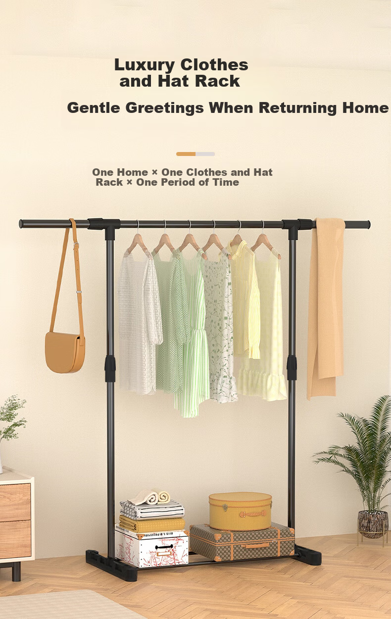 BAHAINIAO Indoor Home Balcony Floor Stainless Steel Telescopic Clothes Drying Rack Bedroom Simple Hanging Clothes Rack 1
