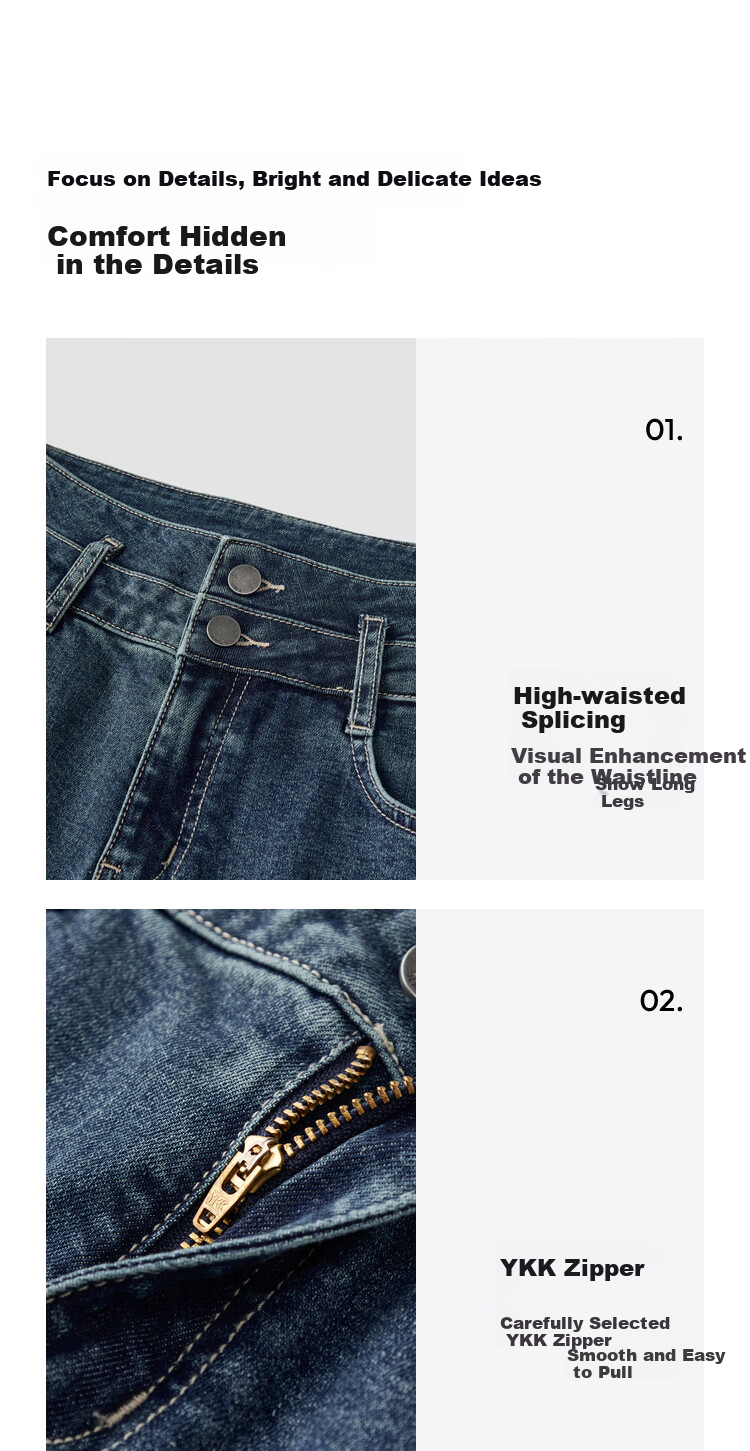 Semir Little Black Cow | Women's High-Waisted Split Jeans, Spring Soft Denim Flared Pants 109125124007 19