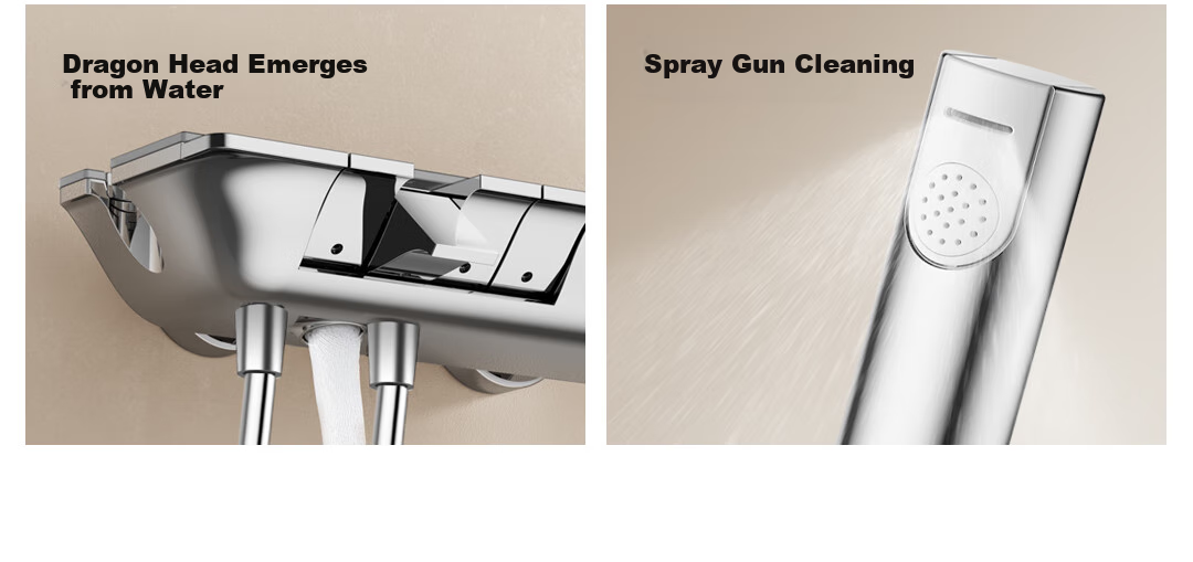 JOMOO Shower Set with Brass Piano Key Design, Descaling, Waist And Back Sprays, Massage Function, Constant Temperature, SPA Shower System 26192-695/1B 15