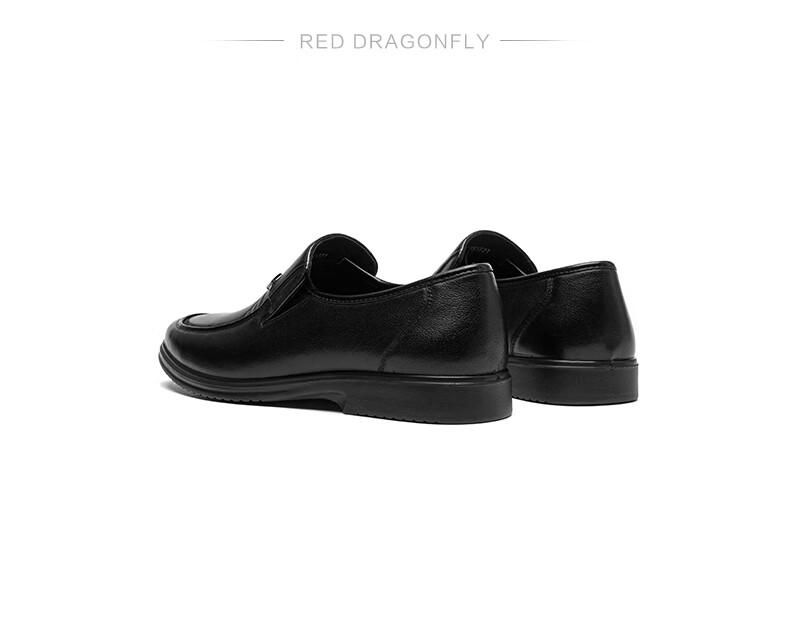 RED DRAGONFLY Leather Shoes for Men, Spring Slip-On Cowhide Shoes for Middle-Aged And Elderly Fathers WTA15172 Black Size 40 5