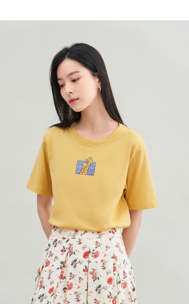 INMAN Women's 2025 Summer Embroidered Comfortable Simple Pullover Loose Fit Cotton Short Sleeve T-Shirt Sakura Pink S 8