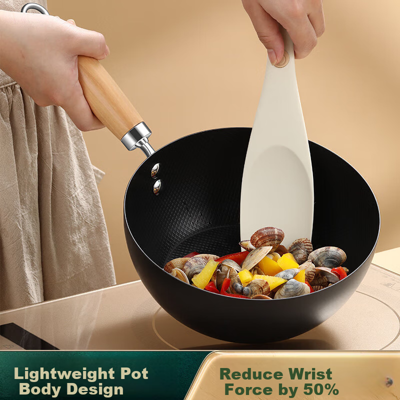 SSN Small Wok Pan 18cm Small Iron Pan for One Person, Stir-Fry Pan, Small Size without Coating, Baby Food Pot for 1-2 People 10