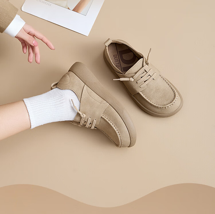 Dusto Thick-Soled Loafers for Women, 2026 New Spring Style, Flat Soft-Soled Deep-Mouthed Shoes, Birkenstock-Style Shoes, Kangaroo Shoes 2