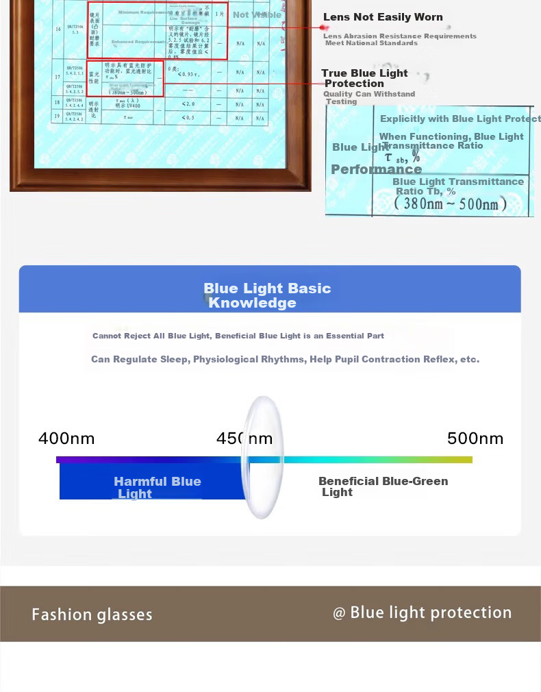 Cuntiandaofu Blue Light Blocking Glasses, Non-Prescription Glasses, Anti-Radiation Glasses, Ultra-Light Retro Square Frame High-End Glasses, Wood Grain Gold Frame 8