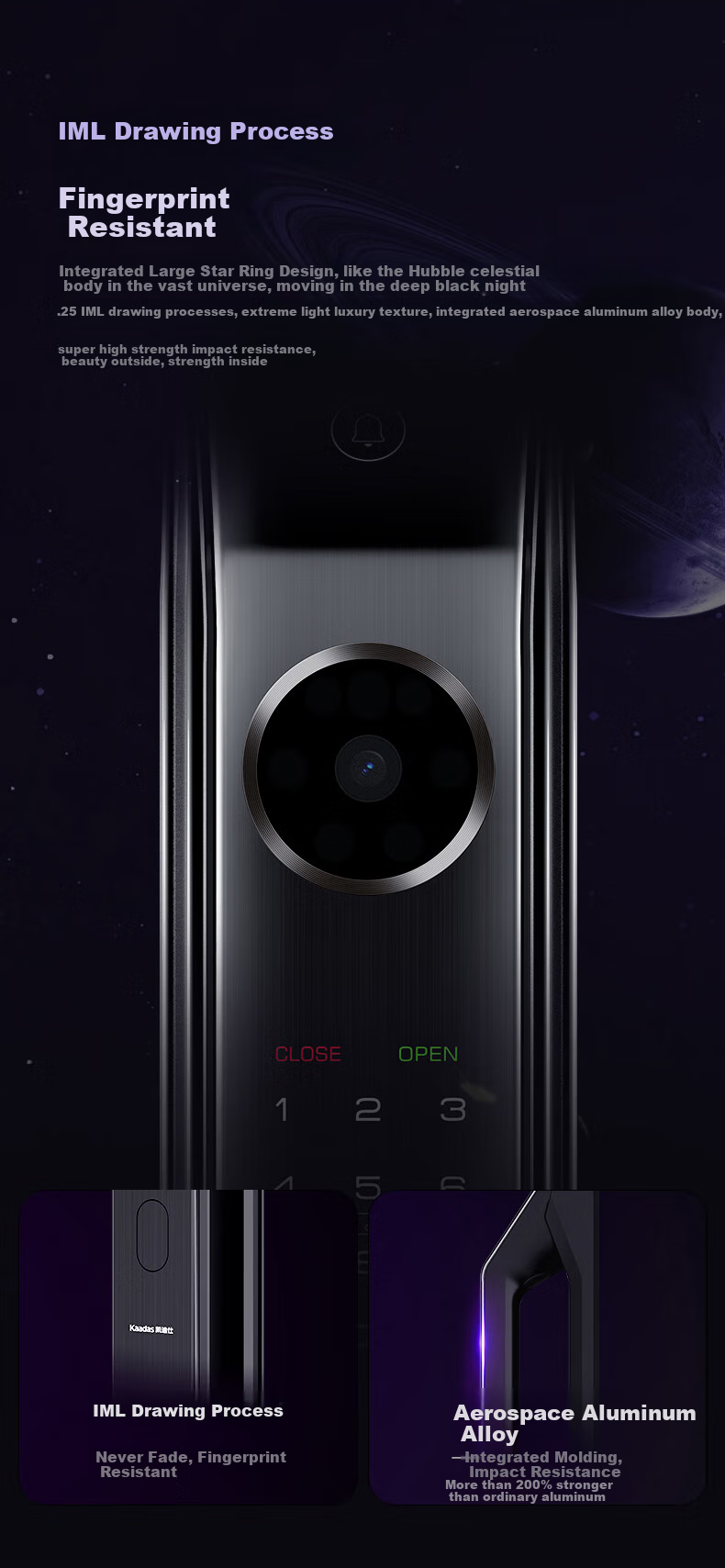 KAADAS Smart Door Lock, Dual-Camera Facial Recognition with Visual Peephole And Large Screen Fingerprint Lock, P30 Pro Max Dual-Camera AI Versio 9