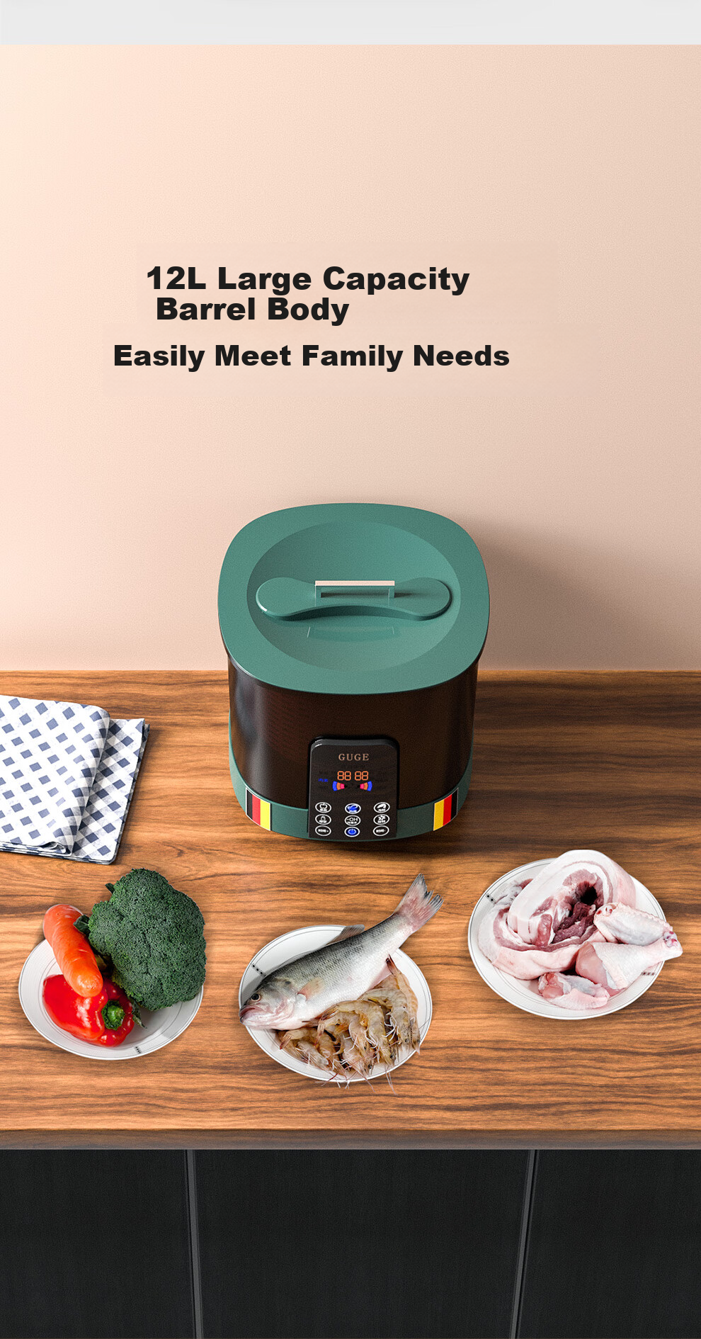GUGE German Food Ingredient Fruit And Vegetable Cleaning Machine, Automatic Washer [Titanium · Forward And Reverse Washing], Fruit Purifier, Sterilizer, Pesticide Residue Remover G99 8