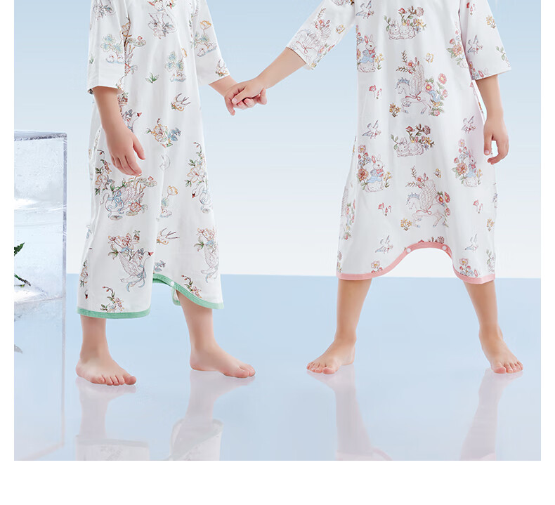 Betis Baby Robe New Back Mesh Breathable Children's Sleeping Bag Summer Cotton Pajamas Baby Nightgown 6
