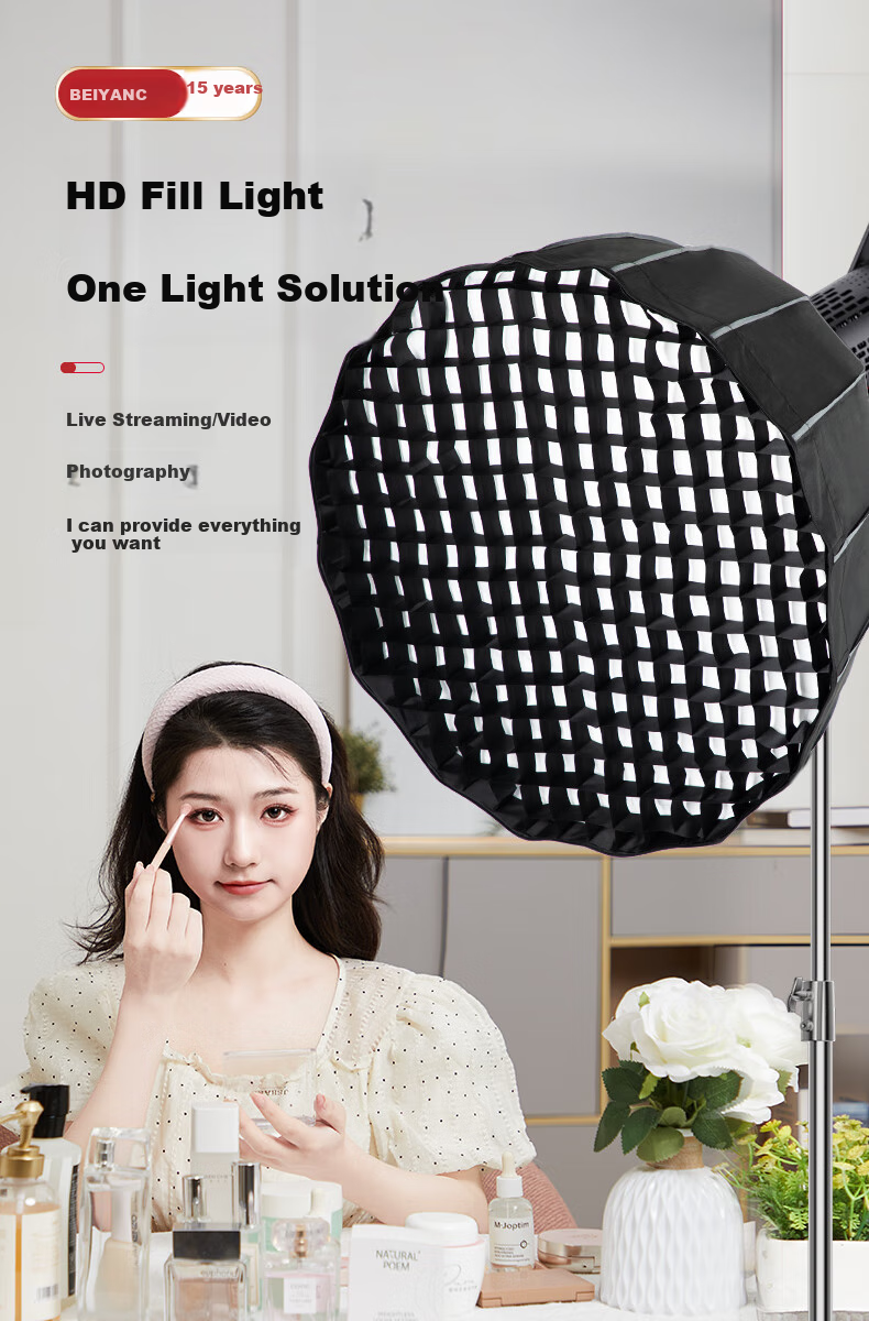 Beiyang SL300III Live Streaming Fill Light, Photography Camera Lighting, 300W Professional Live Streaming Beauty Light, Spherical Lamp, Deep Throw Light, Portrait Video Soft Light, Film And Television Shooting Light 19