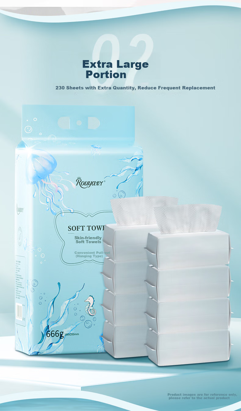 ROUYA Dry And Wet Face Towels, Disposable Baby Cleansing Wipes, Soft Cotton Pads, 72 Sheets * 12 Packs 5