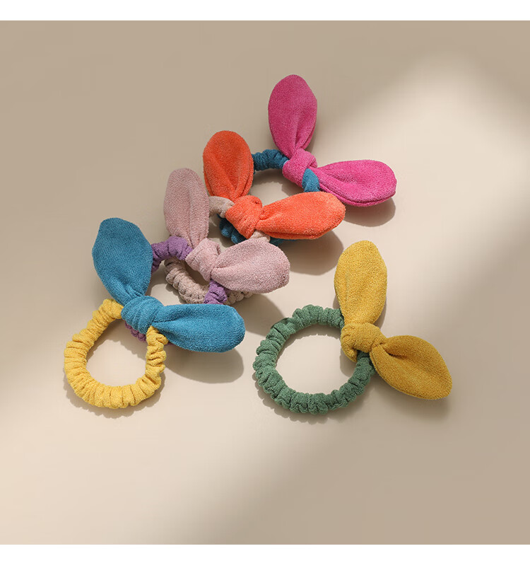 CHIMERA 5-Piece Children's Rabbit Ear Hair Ties, Ponytail Elastics, Non-Damaging Hair Bands, Hair Accessories for Girls, Mid-Autumn Festival Gift 3