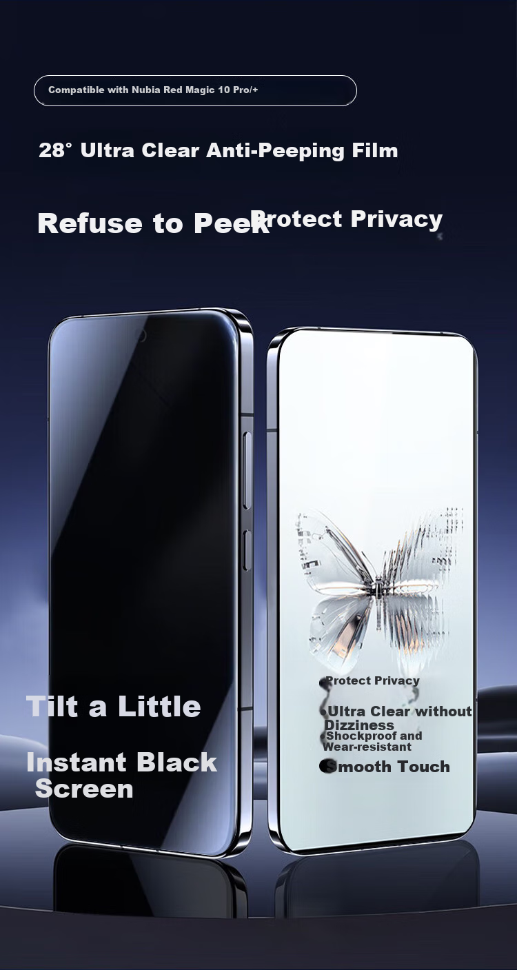 KOOLIFE Tempered Glass Screen Protector for Nubia Red Magic 10 Pro/10 Pro+/S Pro/+/Air, Privacy Protection Film, Anti-Peeping, Ultra-Thin, HD Clear, Shatterproof 1