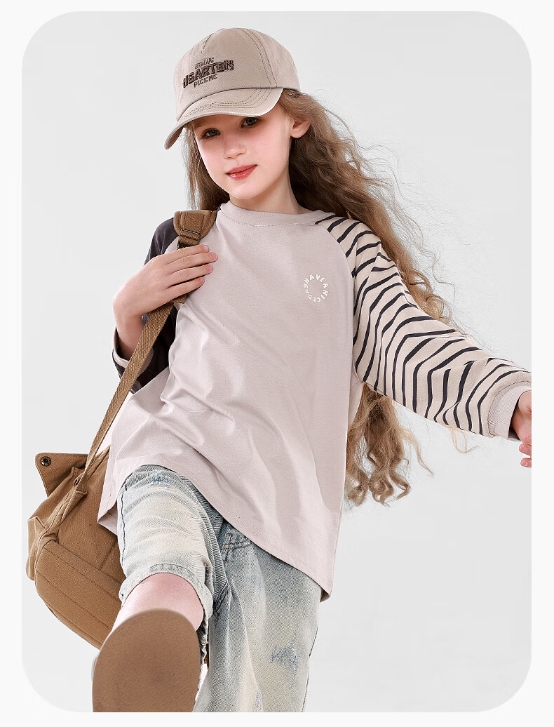 Duomiaowu Girls' Long-Sleeve T-Shirt, Spring And Autumn Top, Outdoor Children's Clothing, Stylish Base Layer for Kids, 910119 Black, Size 140 12