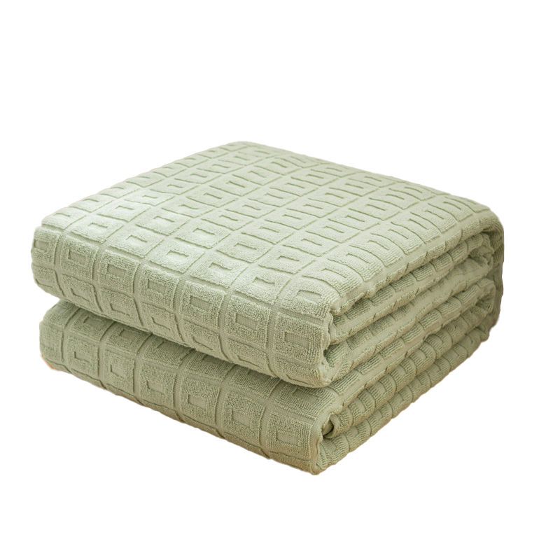 KING SHORE 100% Cotton A-Class Terry Towel Summer Cooling Air Conditioner Quilt 180*220cm Green Checkered