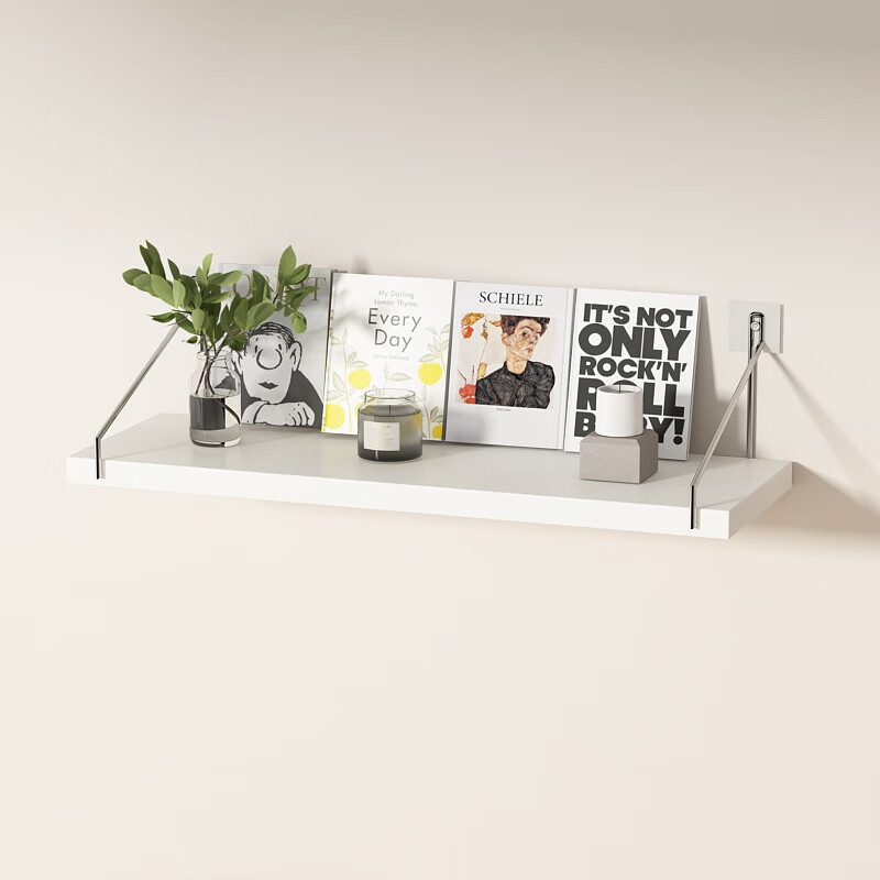 Anerya Wall-Mounted Storage Rack, No Drilling Required, Wall-Hanging Kitchen Shelf, Wooden Board Bookshelf, Storage Organizer, 60cm