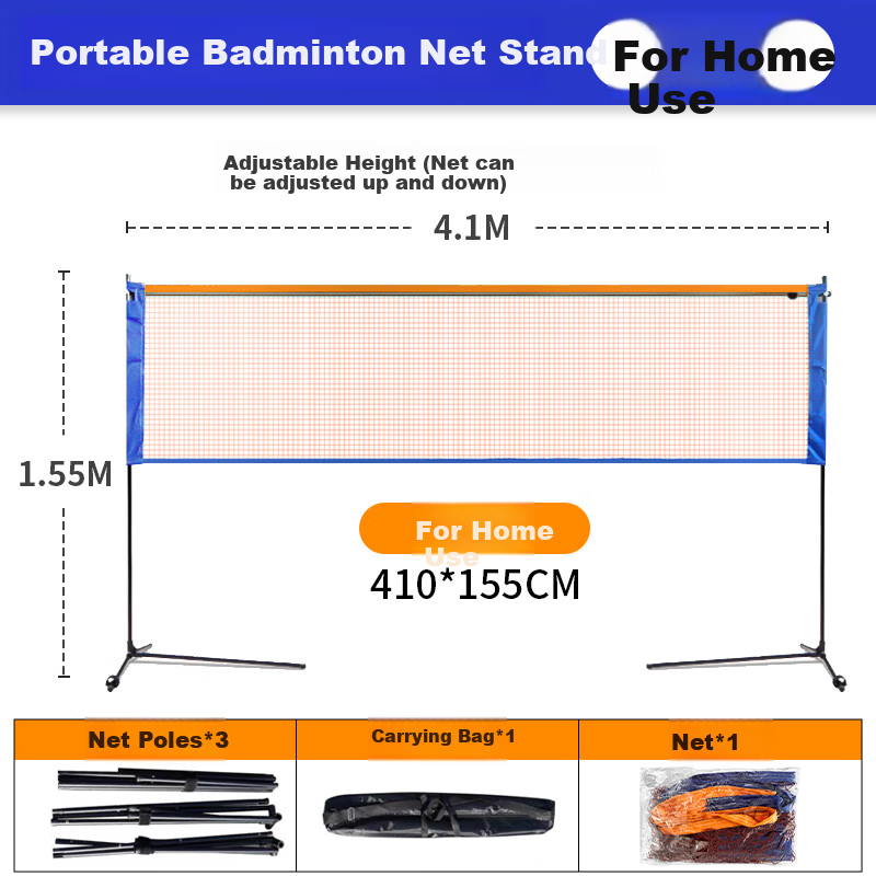 Huashimeng Badminton Net Stand + Net + Frame, Indoor And Outdoor Portable Mobile Badminton Stand/net Post