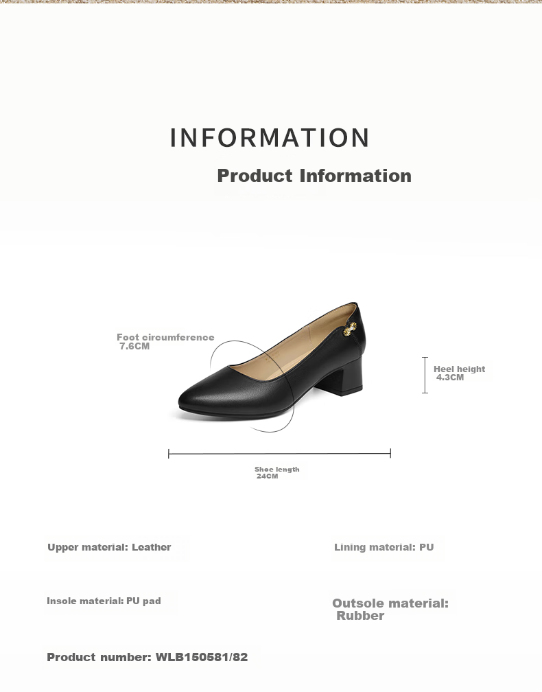 RED DRAGONFLY Shallow-Mouth Pumps, Women's Spring Shoes, Chunky Heel High Heels, French-Style Commuter Leather Shoes WLB15058, Beige, Size 39 10