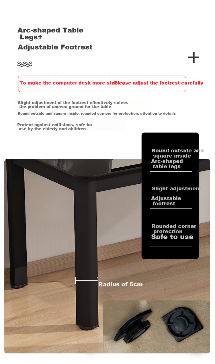 Fanshe Computer Desk, Minimalist Modern Design with Cable Grommet, Glass Desk for Study, Office, Home Use, Dual-Purpose Desk for Dining Room 5