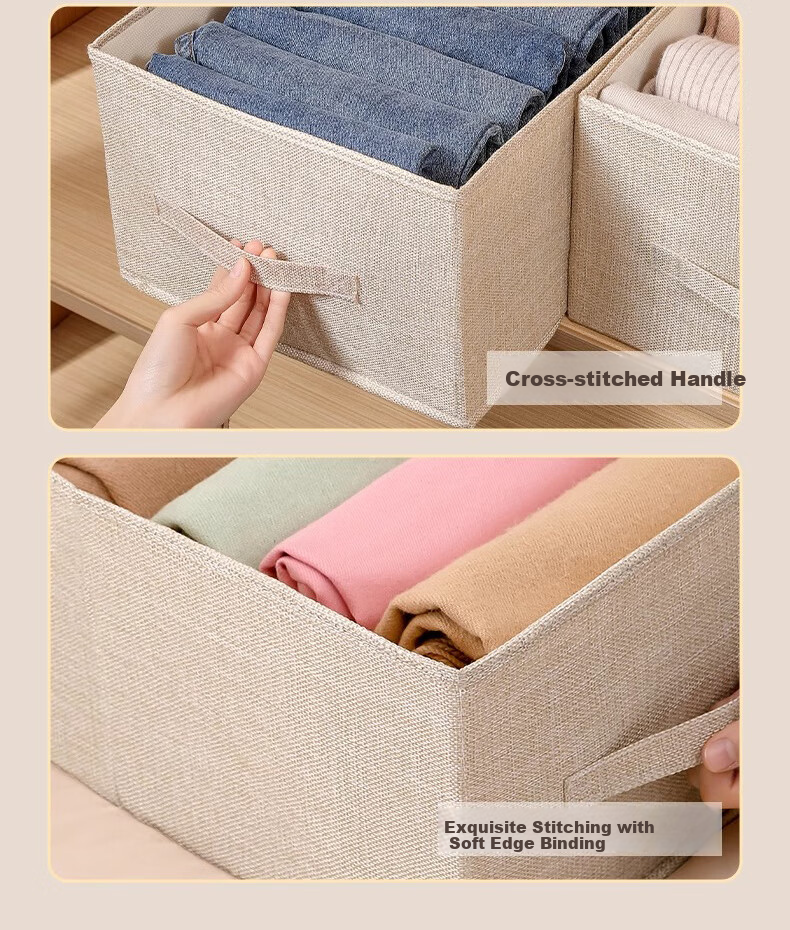 Jinghuisichuang Fabric Storage Box, Clothes And Quilt Organizer, Toy And Clothing Storage Container, Foldable Double-Opening 10