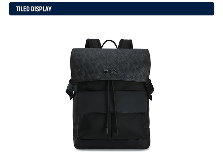 FILA Black Warrior Men's Backpack Fashion Flap Double Shoulder Bag School Laptop Bag [Yi Yangqianxi Edition] 1