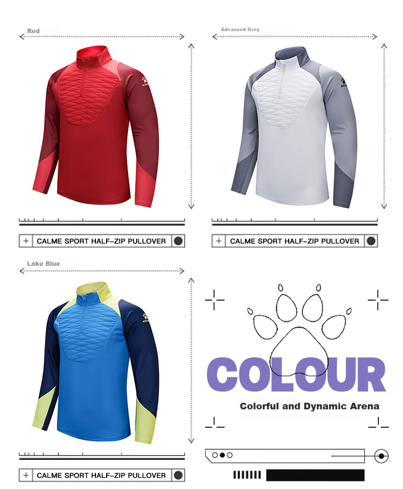 KELME Pullover Sweatshirt for Men, New Autumn Football Training Shirt, Running Hoodie with Half-Zip, Cotton-Lined Top, White, XL 3