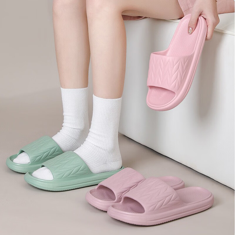GUOLUOFEI Eva Slippers for Men, Summer Indoor Home Non-Slip Bathroom Shower Squishy Feeling Sandals, Black, Size 42-43