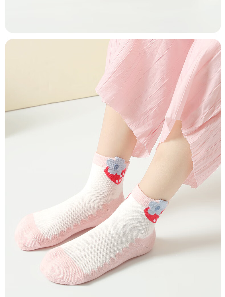 LangSha Children's Socks, Girls' Thin Spring And Summer Mid-Calf Socks, Mesh Breathable, for Older Girls, Students' Short Socks, 6 Pairs 10