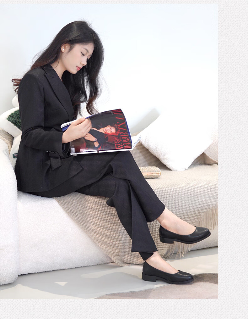 CARTELO Professional Black Work Shoes, Comfortable Leather Shoes for Women, Single Shoes KDLDX-9577 Black Size 35 14
