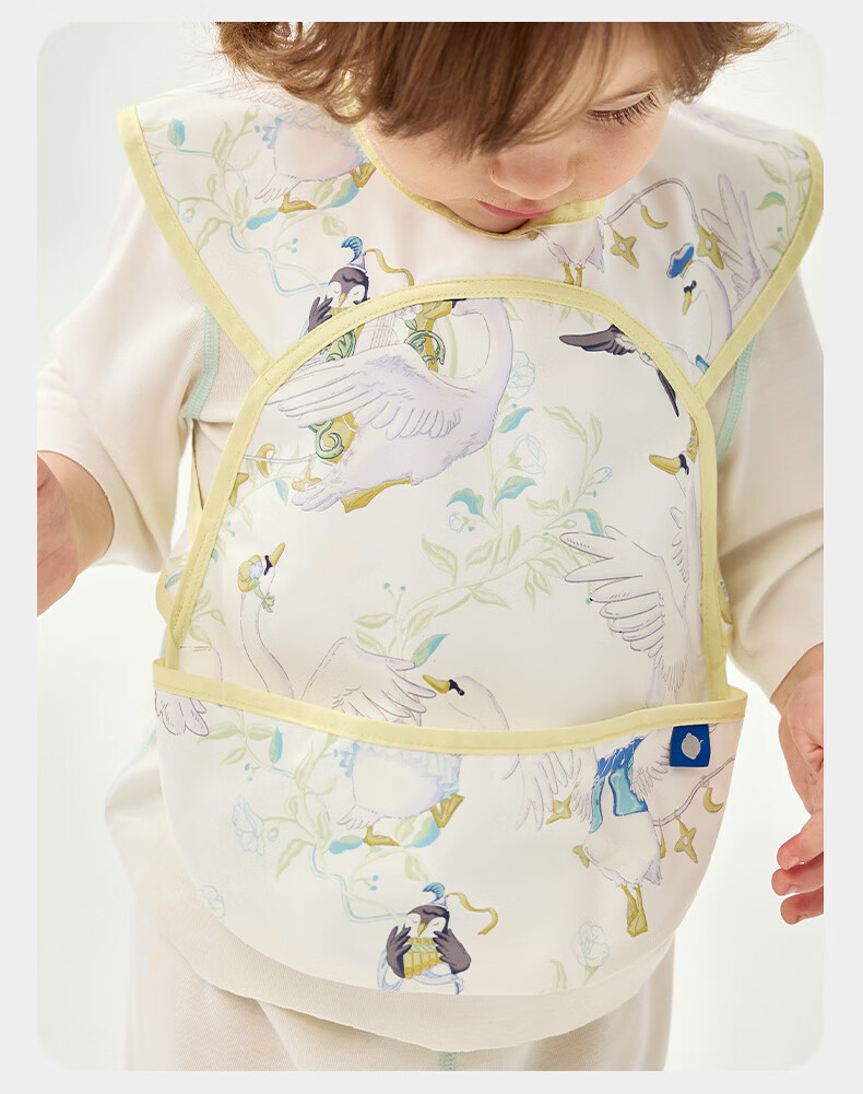 Babycare Baby Feeding Bib Toddler Smock Infant Anti-Dirt Apron with Back Cover Food-Grade Round Note Pattern Size 90 14