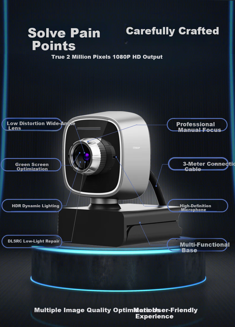 GESOBYTE C308 1080P HD Live Streaming Camera with Facial Recognition, Real-Name Verification for Hotels And Driving Schools, Video Calls, Conferences, Online Classes, Home Computer Laptop Desktop Plug-And Microphone 2