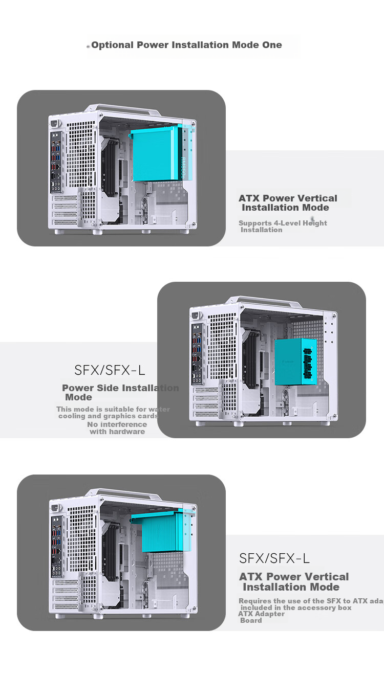 JONSBO Z20 White MATX Case (Approximately 20L, Detachable Handle, 240mm Radiator Support, 163mm Air Cooling, ATX Power Supply, Long Graphics Card, Type-C) 16
