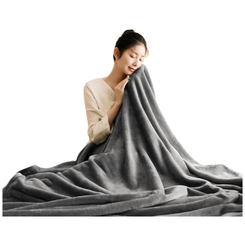 YALU & FREEDOM Class A Flannel Blanket Nap Throw Fleece Blanket Winter Warm Single Bed Cover 180x200cm Mercury Gray