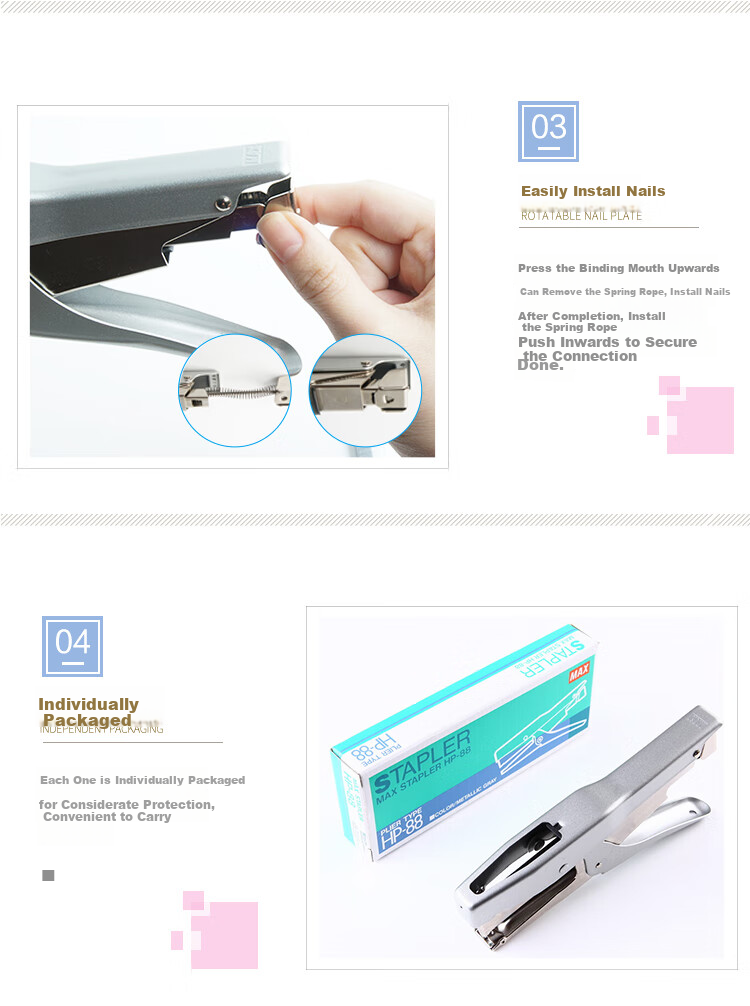 MAX Standard Stapler Manual Nailing Tool All-Metal Stapler Shooting Machine for Binding 13mm TG-A 4