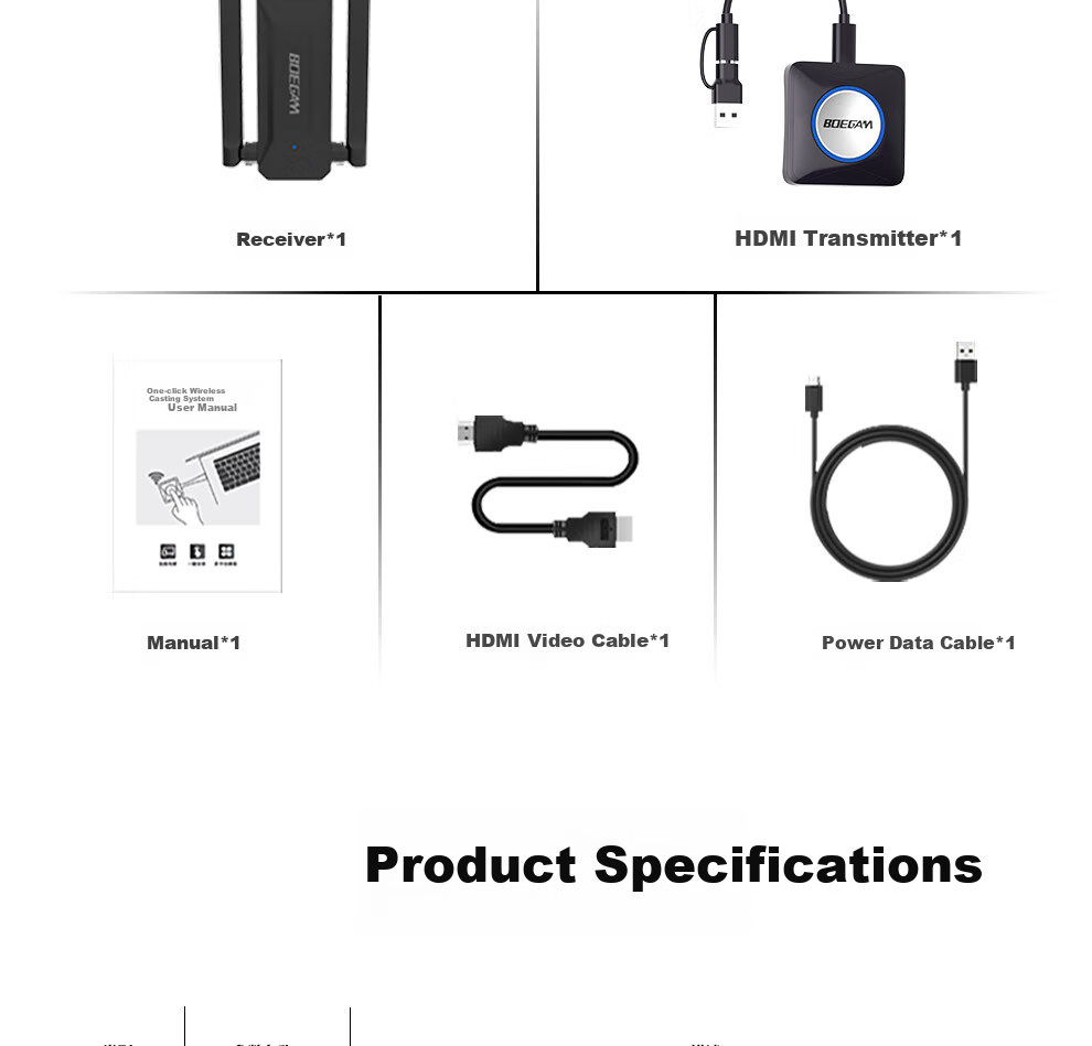 BOEGAM Wireless Screen Mirroring Device HDMI Cable 4K HD Transmission Screen Sharing Tool for Office And Home Use Compatible with Apple And Android Phones, No Network Required XS5D 14