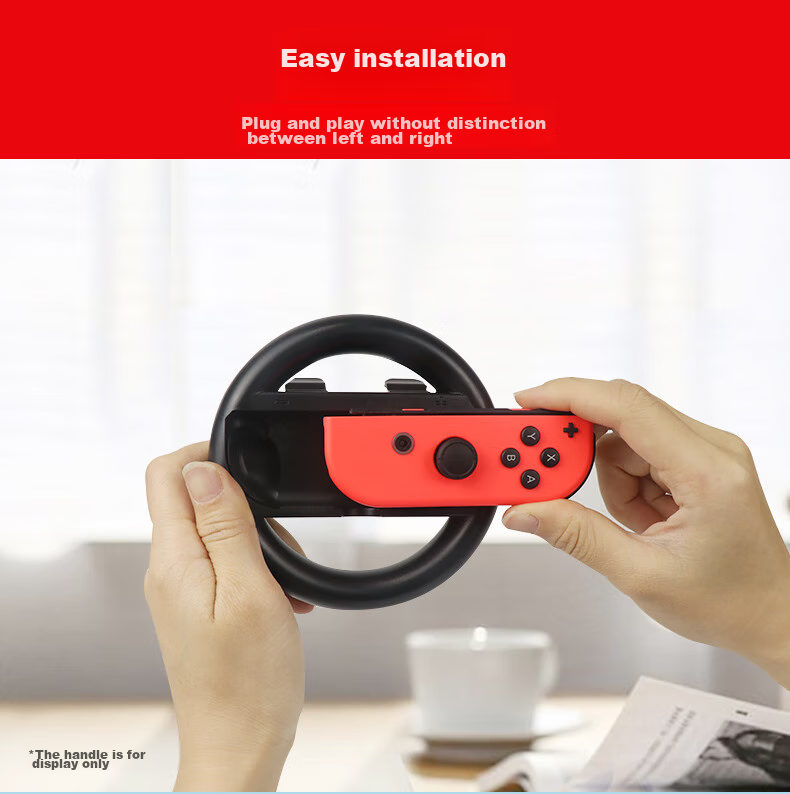 LinkStone Switch Game Controller Mario Kart 8 Handle, NS Peripheral Accessory, Joy-Con Game Console Controller Steering Wheel, Black + Black 4