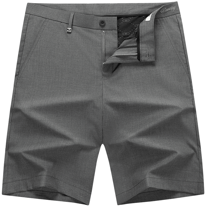 DANCING WOLVES [Cool Mulberry Silk] Four-Way Stretch Summer Commute Versatile Casual Shorts for Men, 015 Dark Gray, Size 35