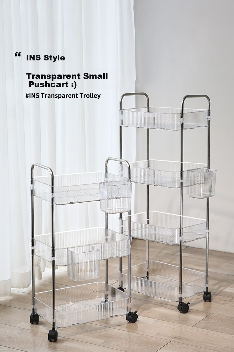 QIAONAMEI Movable Storage Rack, Transparent Storage Shelf, Cosmetic Organizer, Bathroom And Living Room Storage Rack, 1212 1