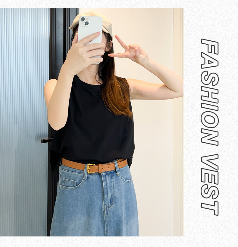 Jeanswest Women's Vest 2026 Summer New Pure Cotton Loose Fit Sleeveless T-Shirt Wide Shoulder Breathable Inner Wear Outer Wear Camisole 18