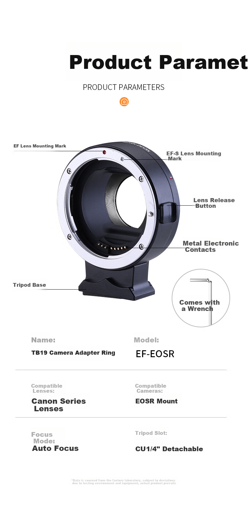 JIAHUACAI Camera Adapter Ring EF-EOSR, Compatible with Canon R52/C R100 R7 R50 R10 R8 R6II RP, Yongnuo Xiaotanfu EF/EF-S Lens to RF Mirrorless Camera Adapter 8