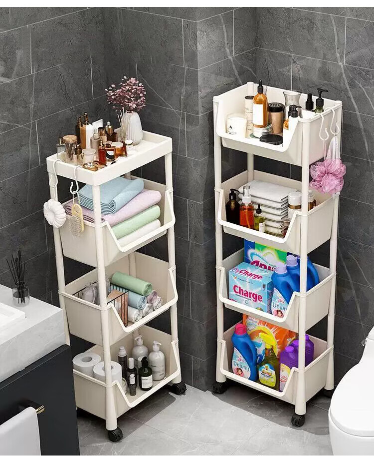 Zhuobo Mobile Storage Rack, Snack Shelf, Living Room Organizer, Bookshelf SJ16 Open-Top Style, 3-Tier Large Size 1