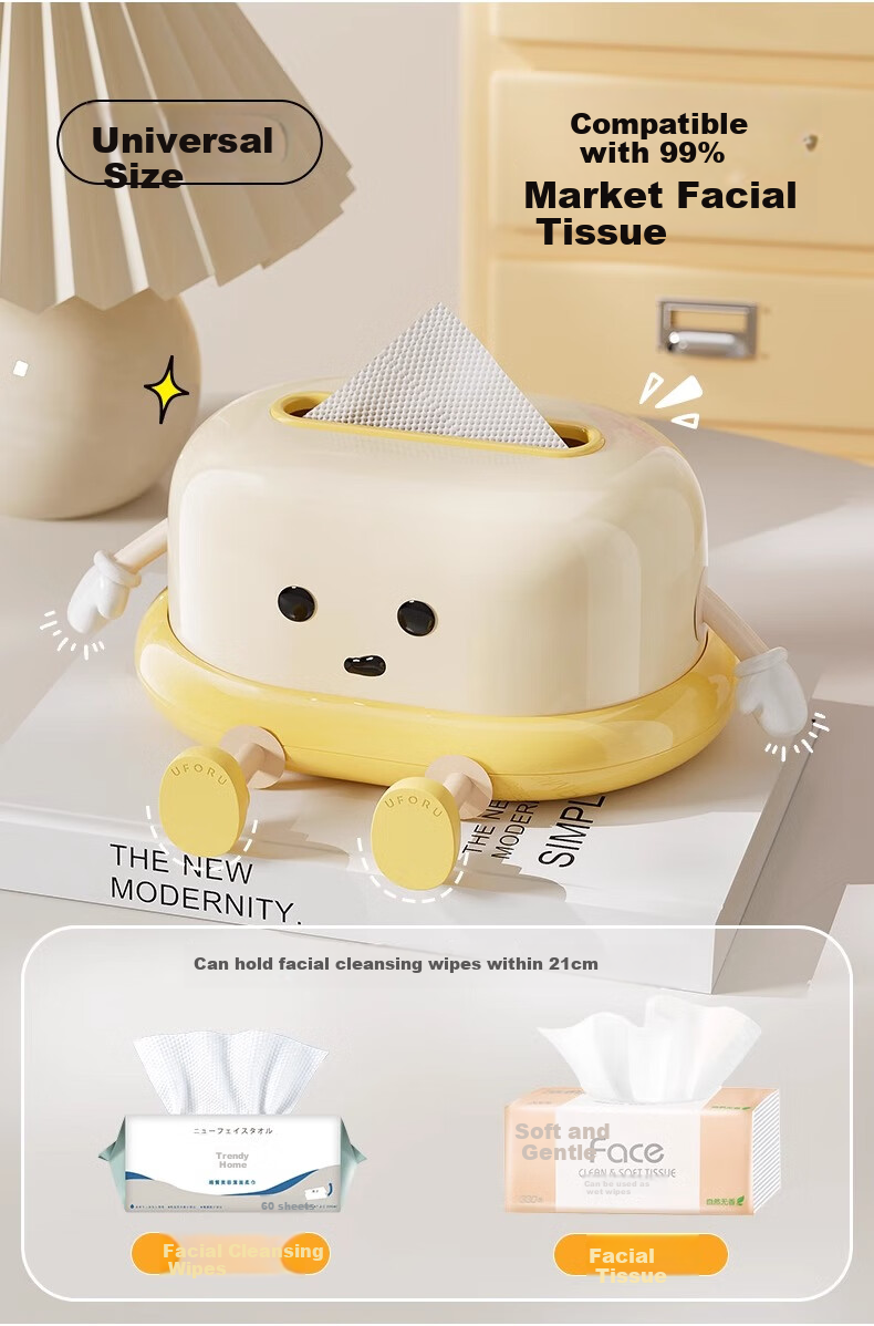 Jiadu Tissue Box, Living Room High-End Luxury Napkin Holder, Coffee Table Decoration, Creative Home Paper Dispenser Box, Cream-Colored Elegant Desig 5