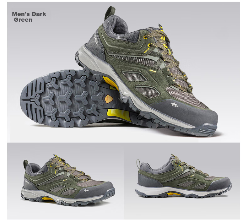 DECATHLON Men's MH100 Low-Top Outdoor Mountain Waterproof Non-Slip Shock-Absorbing Breathable Hiking Shoes, Dark Green, Size 42-2467875 11