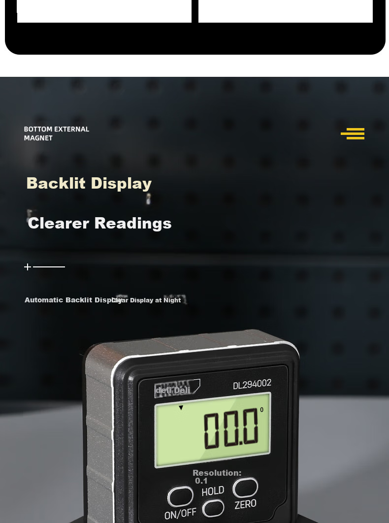Deli Digital Inclinometer, High-Precision Level Ruler, Angle Measuring Instrument, Multifunctional Angle Ruler, Household Angle Gauge, Level 5