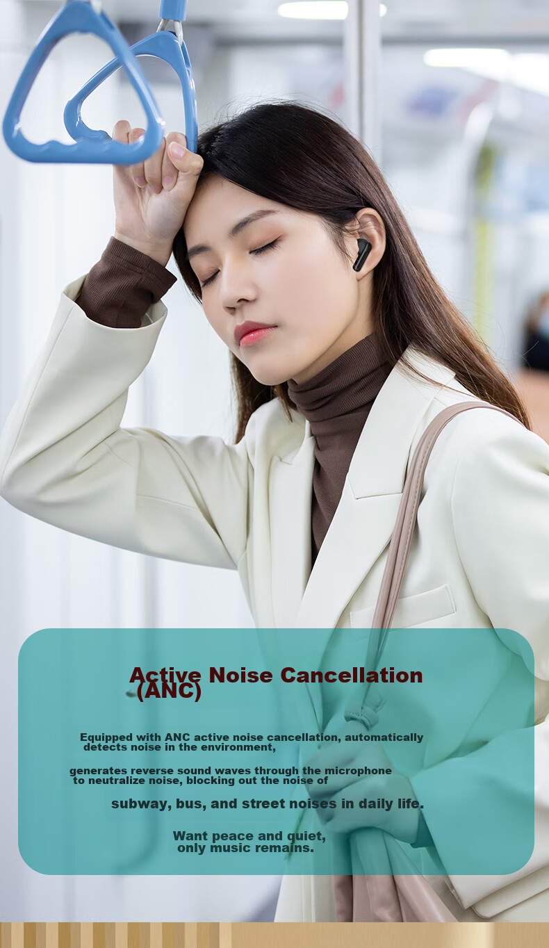 Newmine Q7 True Wireless Bluetooth Earphones, ANC Active Noise Cancellation Headphones, Sports Running Call Noise Reduction, In-Ear Low Latency Ultra-Long Battery Life Universal for Apple Xiaomi Huawei White 3