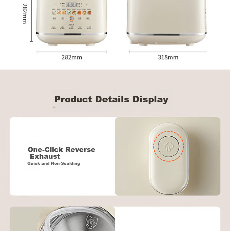 Joyoung Household Dual-Layer Electric Pressure Cooker, Non-Coated Steel Pot Electric Rice Cooker, 1600W Super High Heat Cooking Pot Y-50H310 3