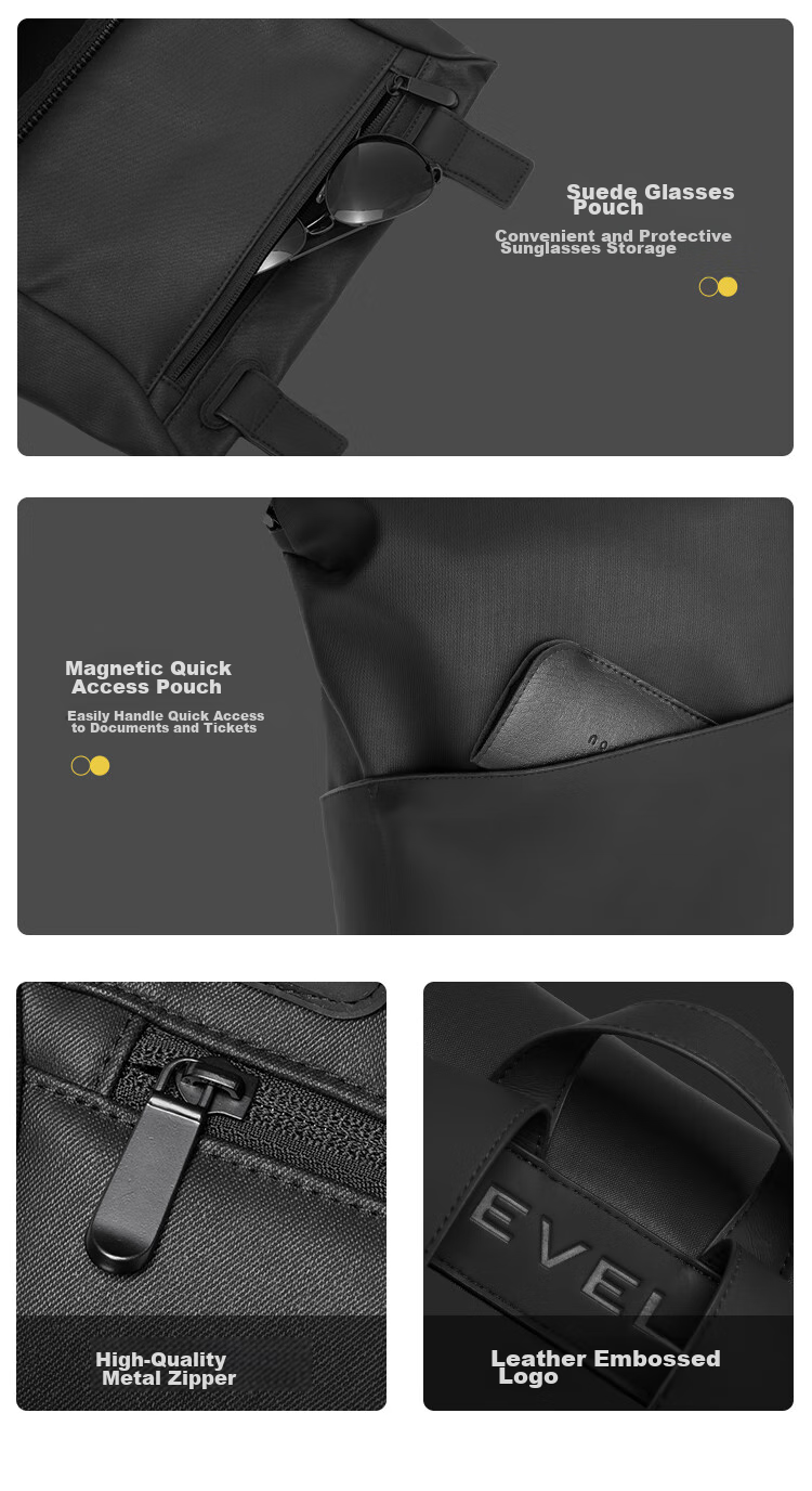 LEVEL8 Laptop Backpack, Stylish Casual 15.6-Inch Notebook Bag for Men And Women, Wujie Series Backpack, Black 9
