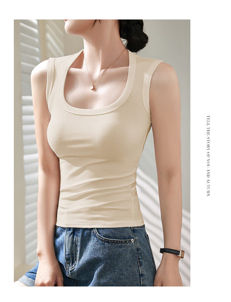 BOPRUIEY Women's Camisole Tank Top with Built-In Bra Pads, Thin Summer Style, Square Neckline, Sleeveless Sports Undershirt, Long Style for Outer Wear 21