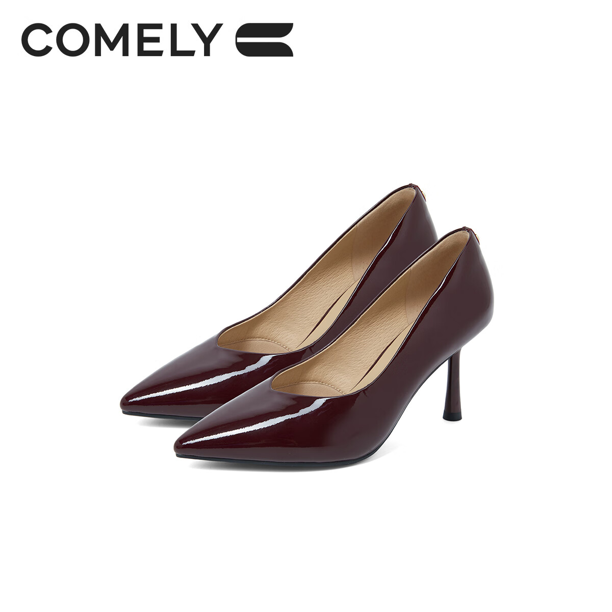 COMELY Celebrity-Inspired High Heels for Women, Spring New Style Nude Elegant Slim Heel Shallow Mouth Pumps, Bordeaux Red, Size 37