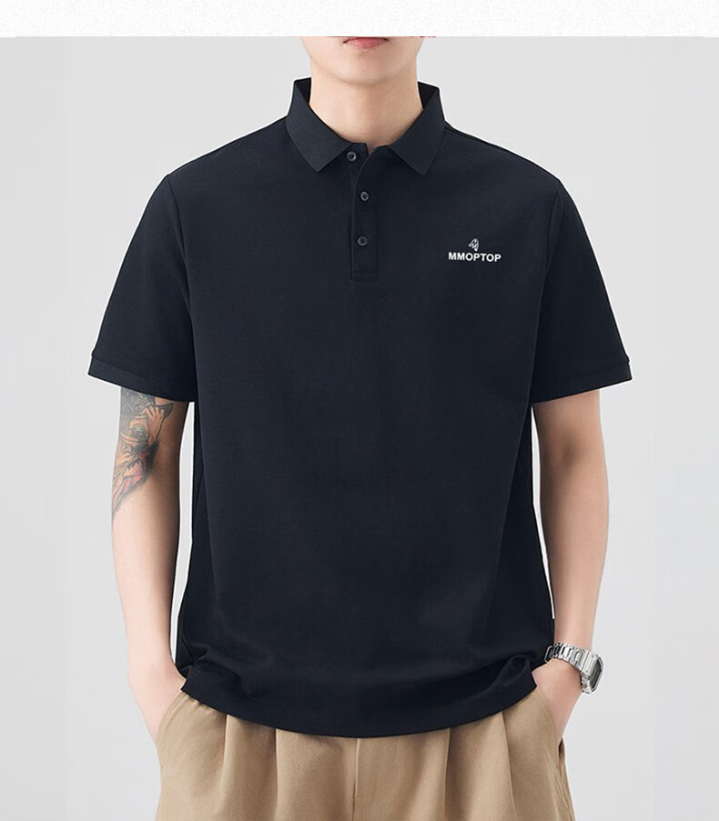 MMOPTOP Father's Day Suoluna Antibacterial Ice Silk Polo Shirt, Summer Men's Business Xinjiang Cotton Short Sleeve MP10 White M 17