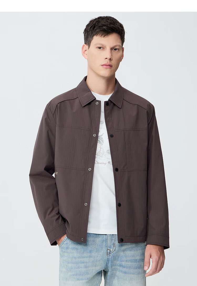 DANCING WOLVES Raglan Sleeve Slim Fit Workwear Collar Jacket Casual Commuter Jacket 706 Light Khaki S(165) 7