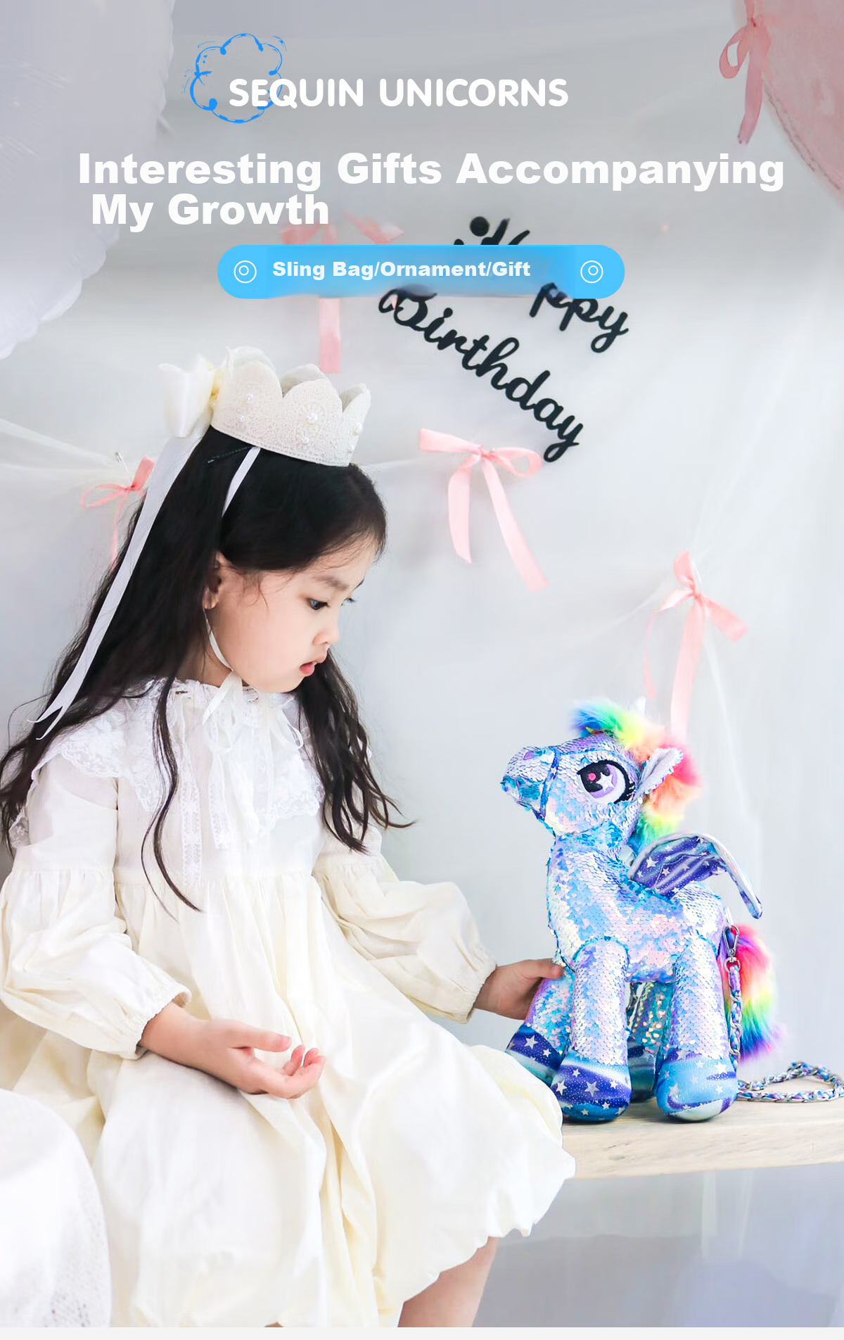 Liangpiandujiaoshou Crossbody Bag, Children's Horse Year Little Horse Doll, Aurora Blue, Cute Birthday Gift 2